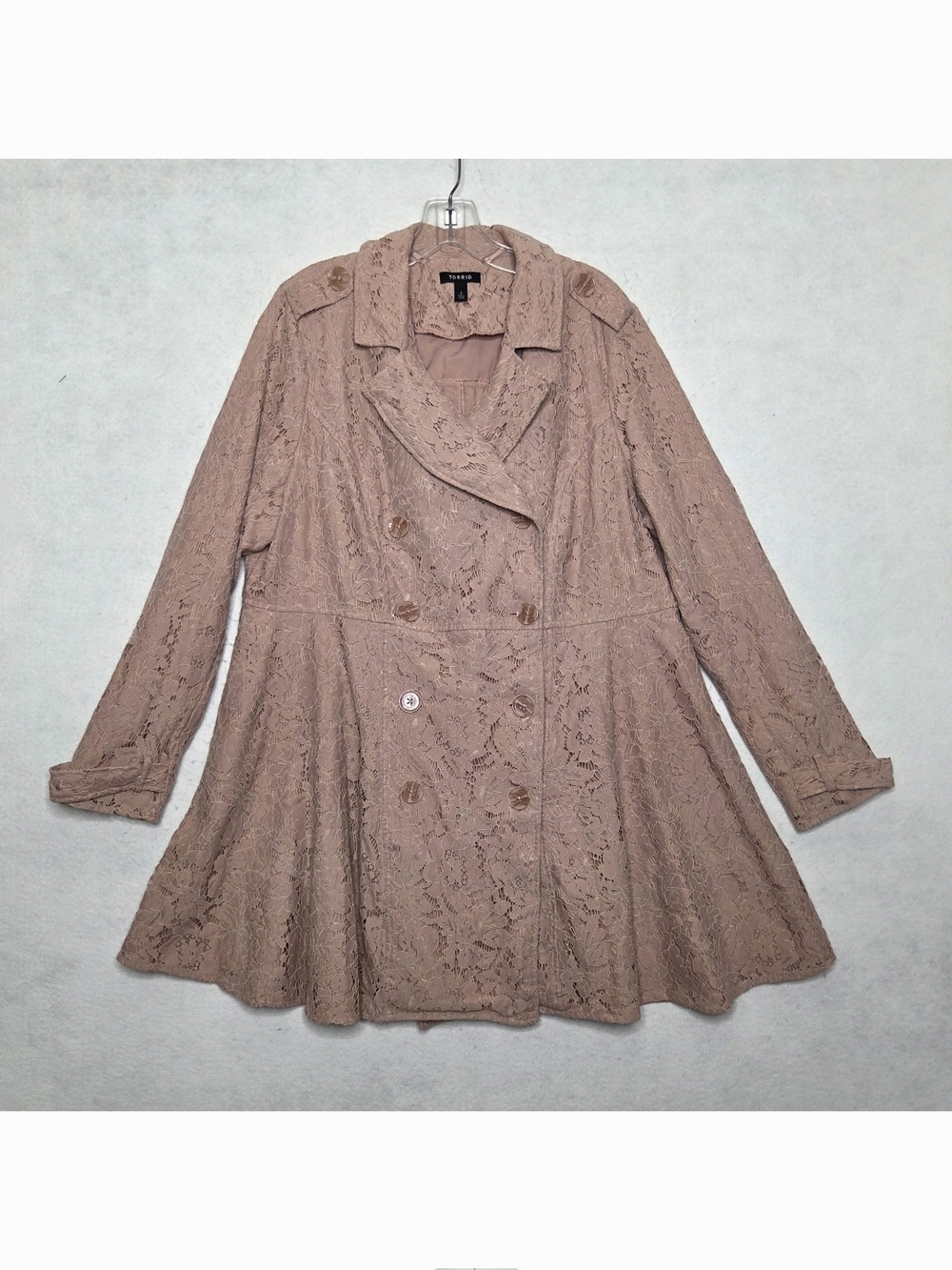 Torrid Pink Lace Trench Coat Womens Plus Size 2X Whimsigoth Fairy Coquette